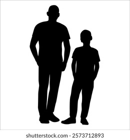 Father and son or Dan and Son Silhouette vector illustration