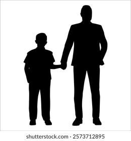 Father and son or Dan and Son Silhouette vector illustration