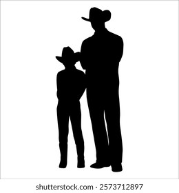 Father and son or Dan and Son Silhouette vector illustration