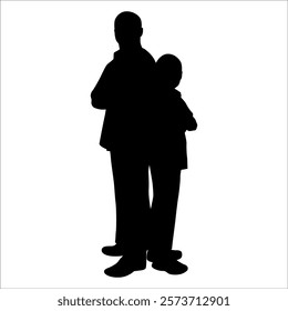 Father and son or Dan and Son Silhouette vector illustration