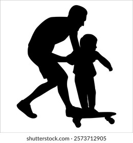 Father and son or Dan and Son Silhouette vector illustration