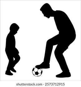 Father and son or Dan and Son Silhouette vector illustration