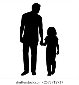 Father and son or Dan and Son Silhouette vector illustration