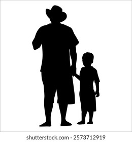 Father and son or Dan and Son Silhouette vector illustration