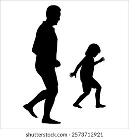 Father and son or Dan and Son Silhouette vector illustration