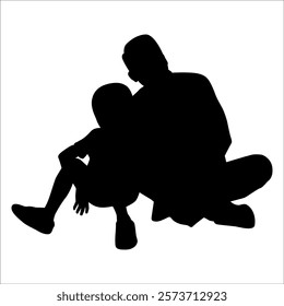 Father and son or Dan and Son Silhouette vector illustration