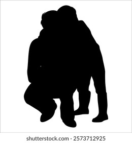 Father and son or Dan and Son Silhouette vector illustration