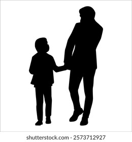 Father and son or Dan and Son Silhouette vector illustration