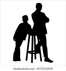 Father and son or Dan and Son Silhouette vector illustration