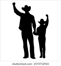 Father and son or Dan and Son Silhouette vector illustration