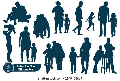 Father and son or Dan and Son Silhouettes vector collection