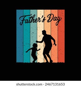 Father and son dancing and celebrating Happy Fathers Day. Father's Day poster or banner template