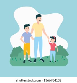 father with son and daughter