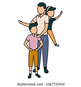 father with son and daughter