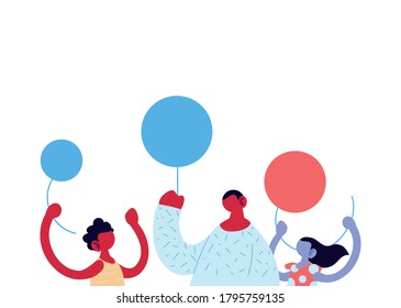 Father Son Daughter Cartoon Balloons Design Stock Vector (Royalty Free ...