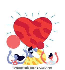 Father son and daughter cartoon with balloons and heart design, Family relationship and generation theme Vector illustration