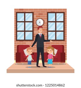 father with son and daughter characters
