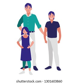 father with son and daughter characters