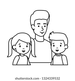 father with son and daughter characters