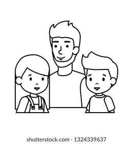 father with son and daughter characters