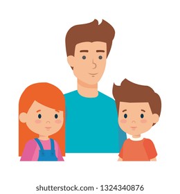 father with son and daughter characters