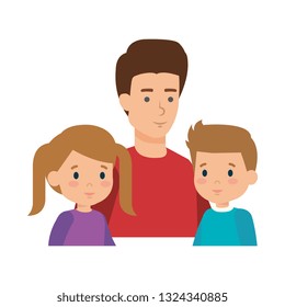 father with son and daughter characters