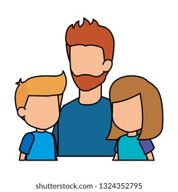 father with son and daughter characters