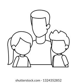 father with son and daughter characters