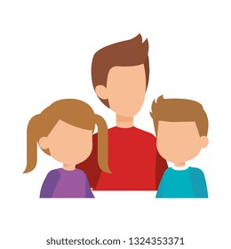 father with son and daughter characters
