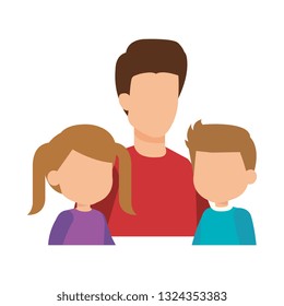 father with son and daughter characters
