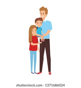 father with son and daughter characters