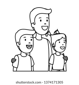 father with son and daughter characters
