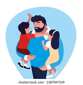 father with son and daughter characters