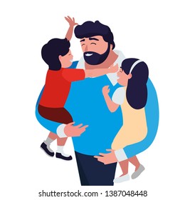 father with son and daughter characters