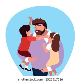 father with son and daughter characters vector illustration design