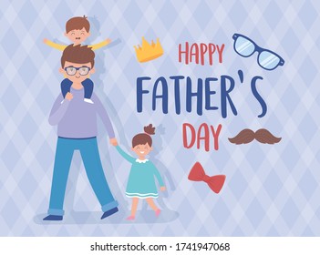 Father son and daughter design, Fathers day celebration and love theme Vector illustration