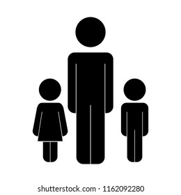 father with son and daughter figures silhouettes