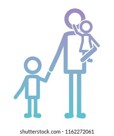 father with son and daughter figures silhouettes