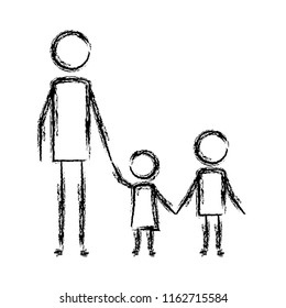 father with son and daughter figures silhouettes