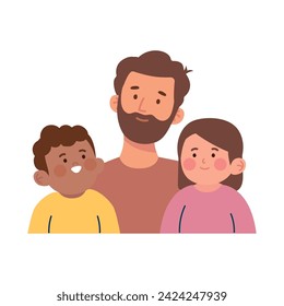 father and son with daughter illustration