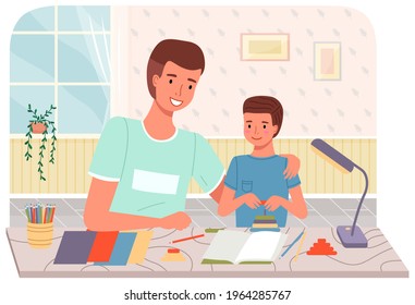 Father Son Doing Diy Dad Kid Stock Vector (Royalty Free) 1964285767 ...