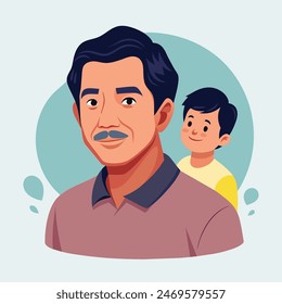 father and son father's day special vector illustration