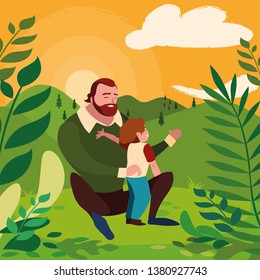 father with son in the field