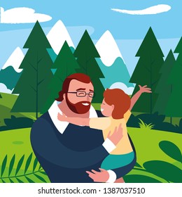 father with son in the field