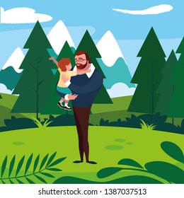 father with son in the field