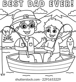 Father and Son Fishing Coloring Page for Kids