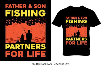 father  son fishing partners for life, graphic, illustration, typography, Fishing t-shirt design, vector, Funny Fishing t shirts design,  Perfect for print item t-shirt, Fishing Lover ,