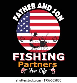 Father and son fishing t-shirt design.