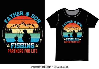 Father and son fishing T-shirt design