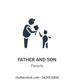 Father and son glyph icon vector on white background. Flat vector father and son icon symbol sign from modern people collection for mobile concept and web apps design.